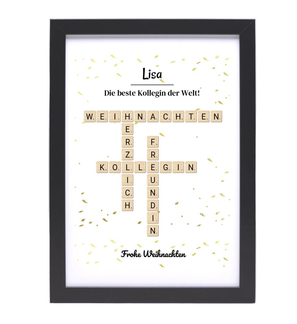 Kollegin Weihnachtsgeschenk Bild Scrabble Style personalisierbar - Cantty