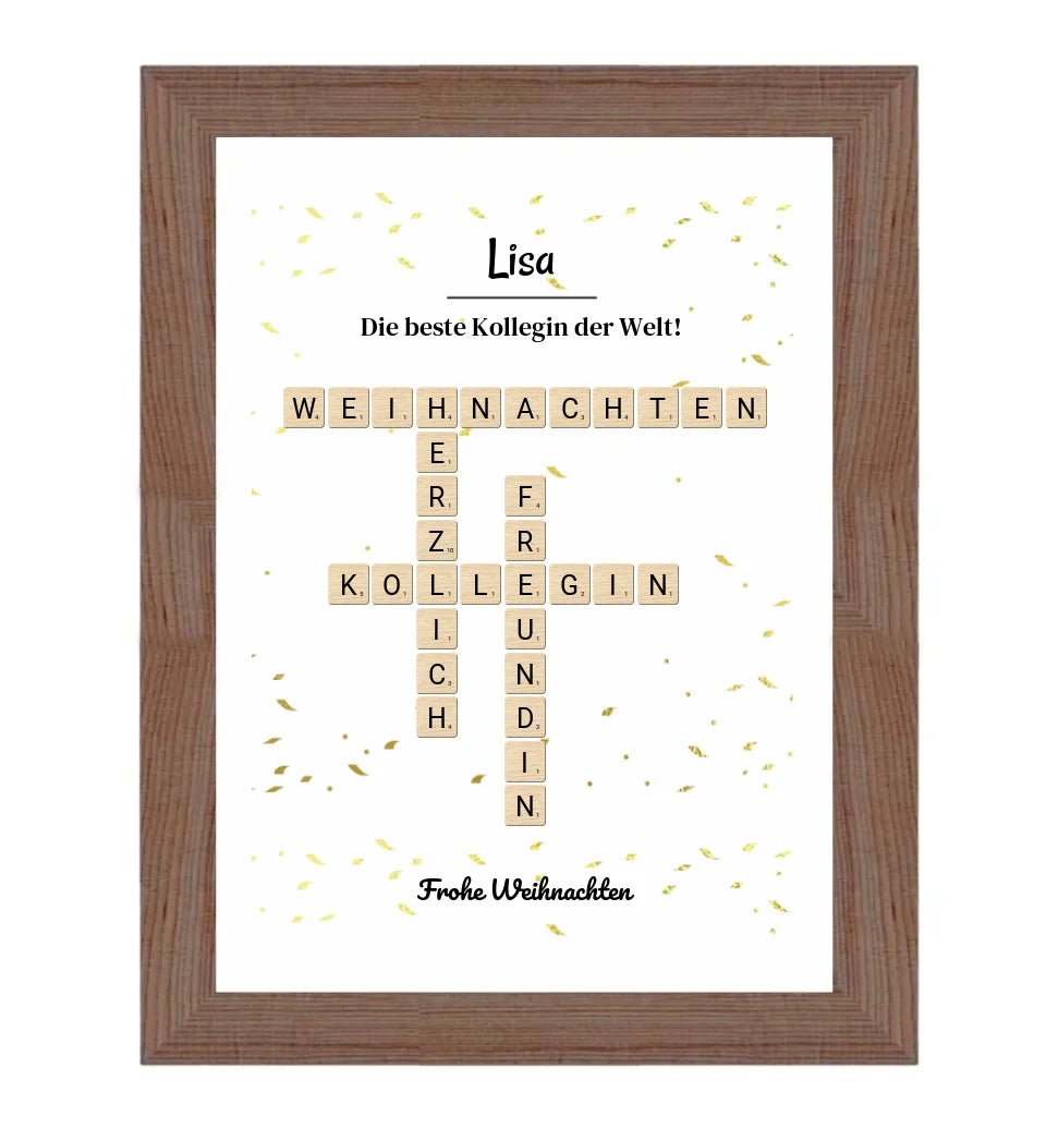 Kollegin Weihnachtsgeschenk Bild Scrabble Style personalisierbar - Cantty