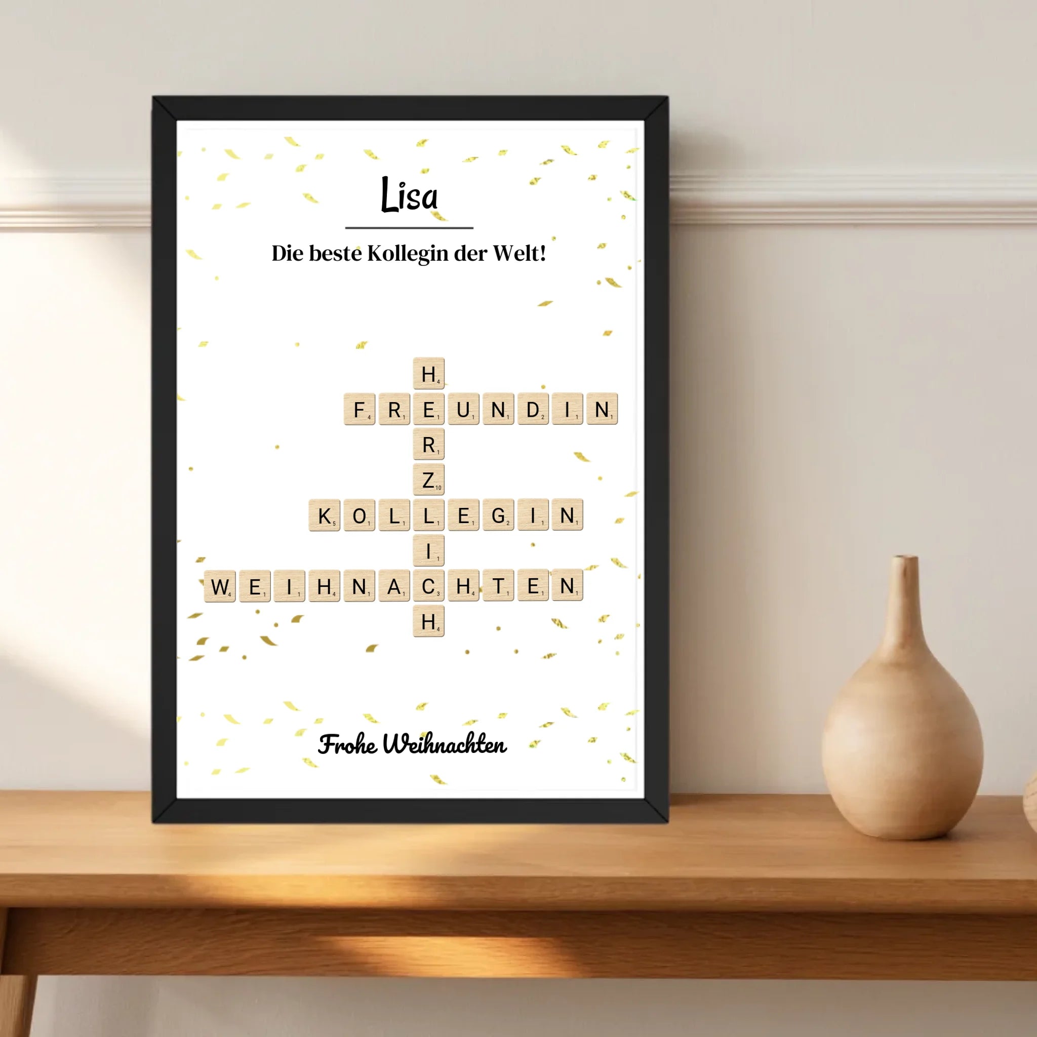 Kollegin Weihnachtsgeschenk Bild Scrabble Style personalisierbar - Cantty