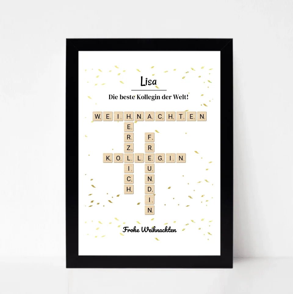 Kollegin Weihnachtsgeschenk Bild Scrabble Style personalisierbar - Cantty