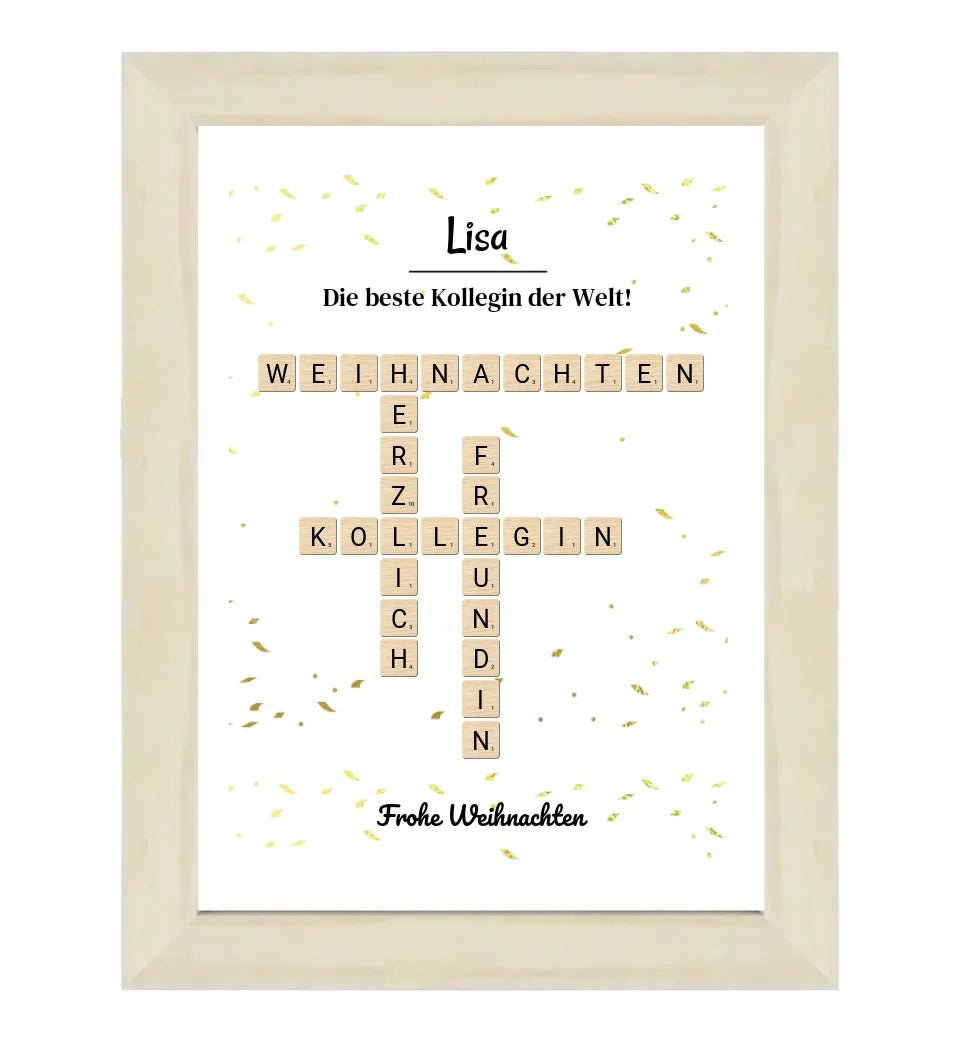 Kollegin Weihnachtsgeschenk Bild Scrabble Style personalisierbar - Cantty