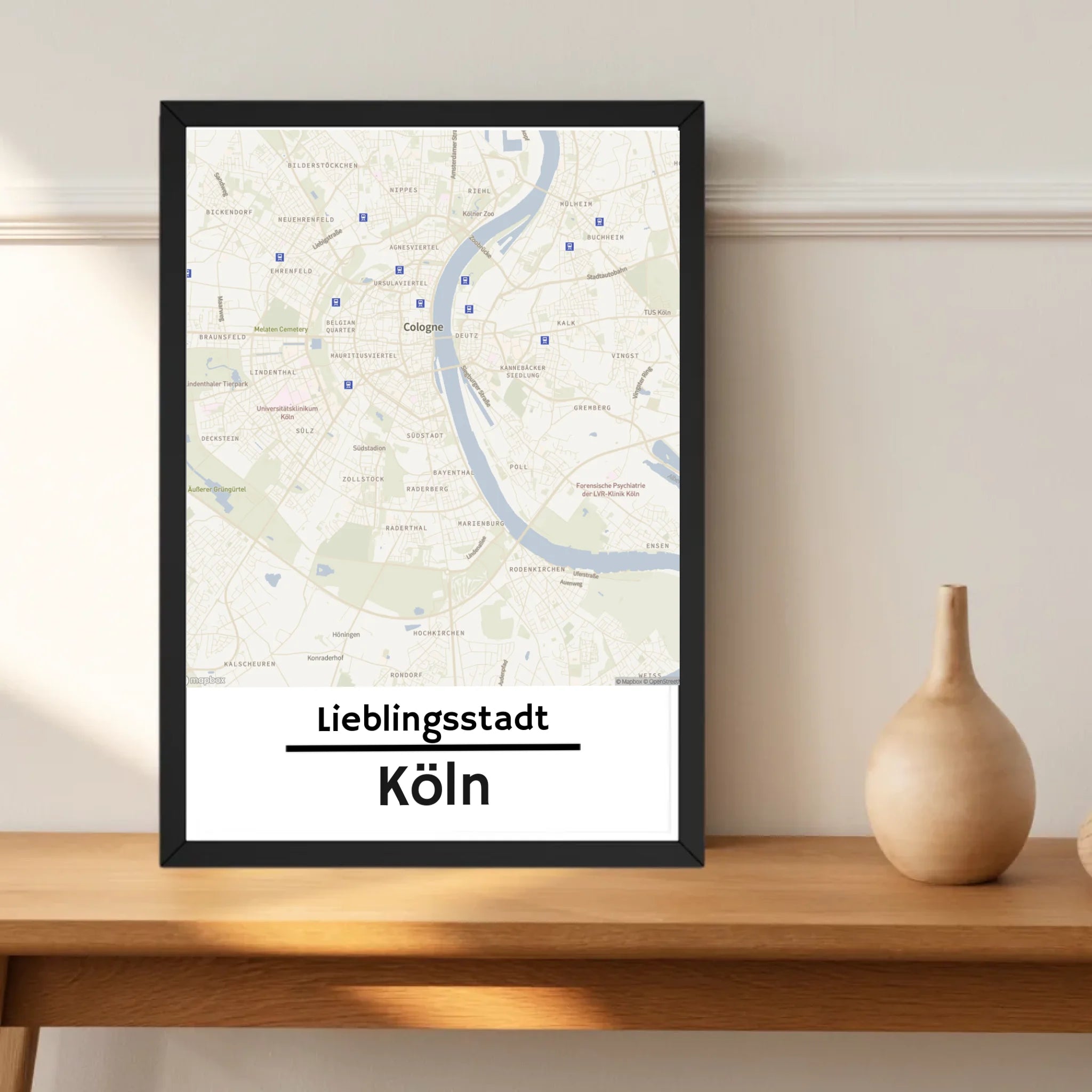 Köln KartenposterStadtkarte mit Koordinaten Lieblinsstadt Heimat personalisiert - Cantty