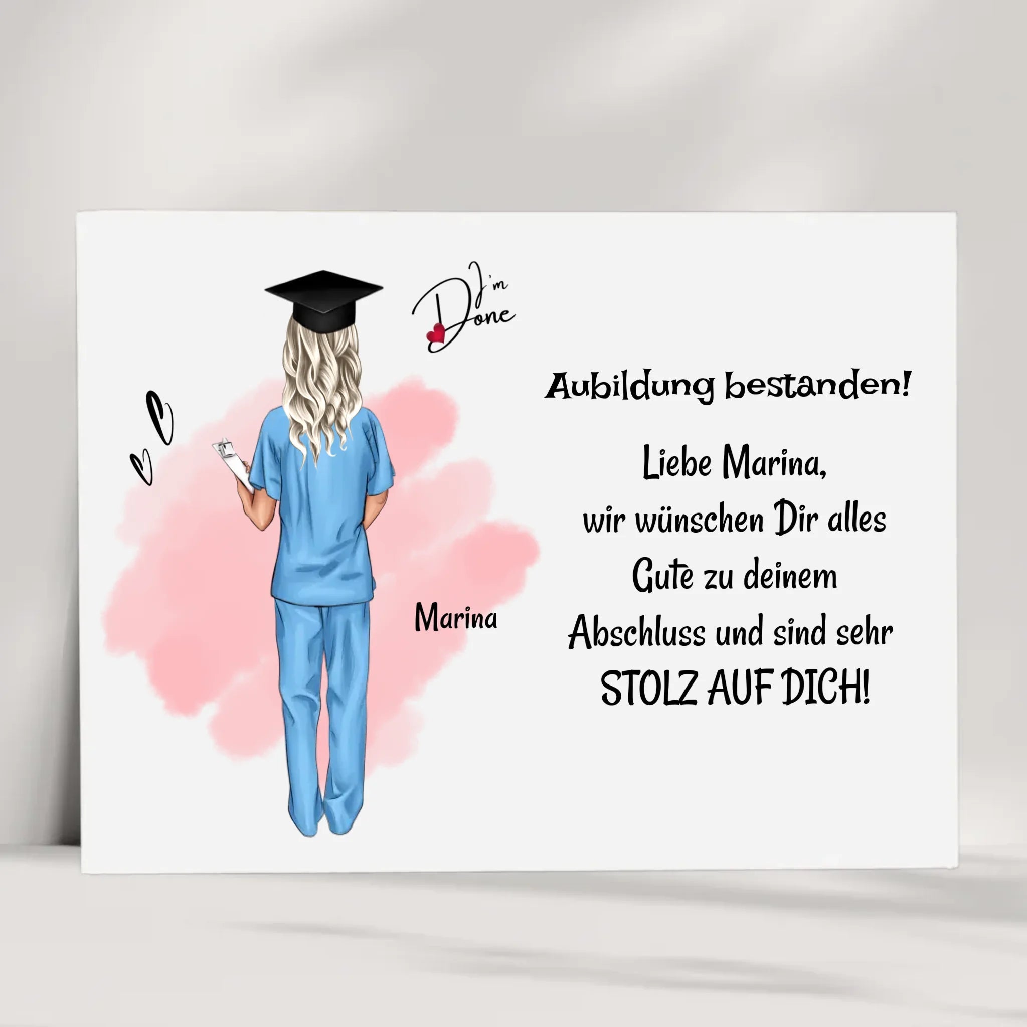 Krankenschwester Examen Ausbildung bestanden Poster Bild Karte Geschenk - Cantty