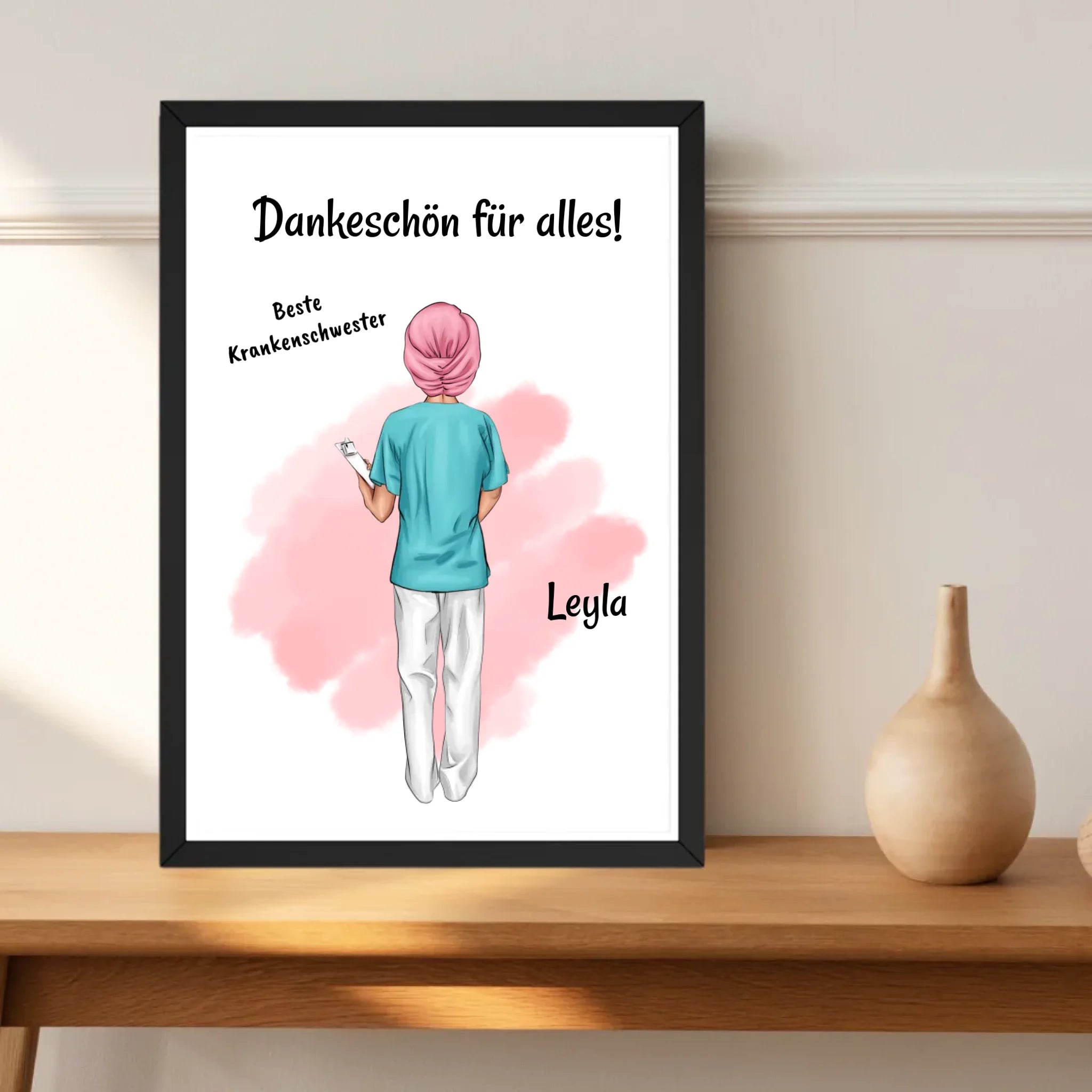 Krankenschwester mit Kopftuch Poster personalisiert - Cantty