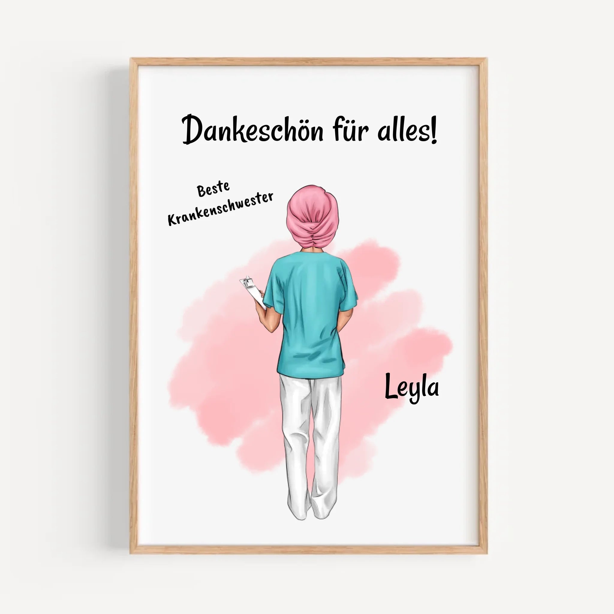 Krankenschwester mit Kopftuch Poster personalisiert - Cantty