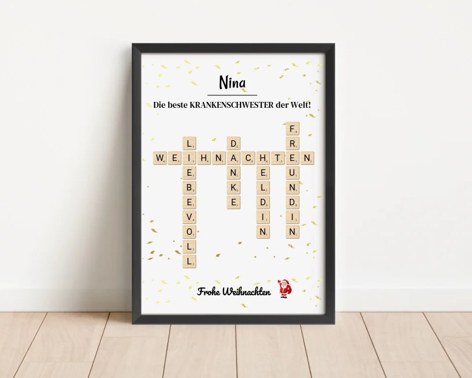 Krankenschwester Weihnachtsgeschenk Poster Scrabble Design - Cantty