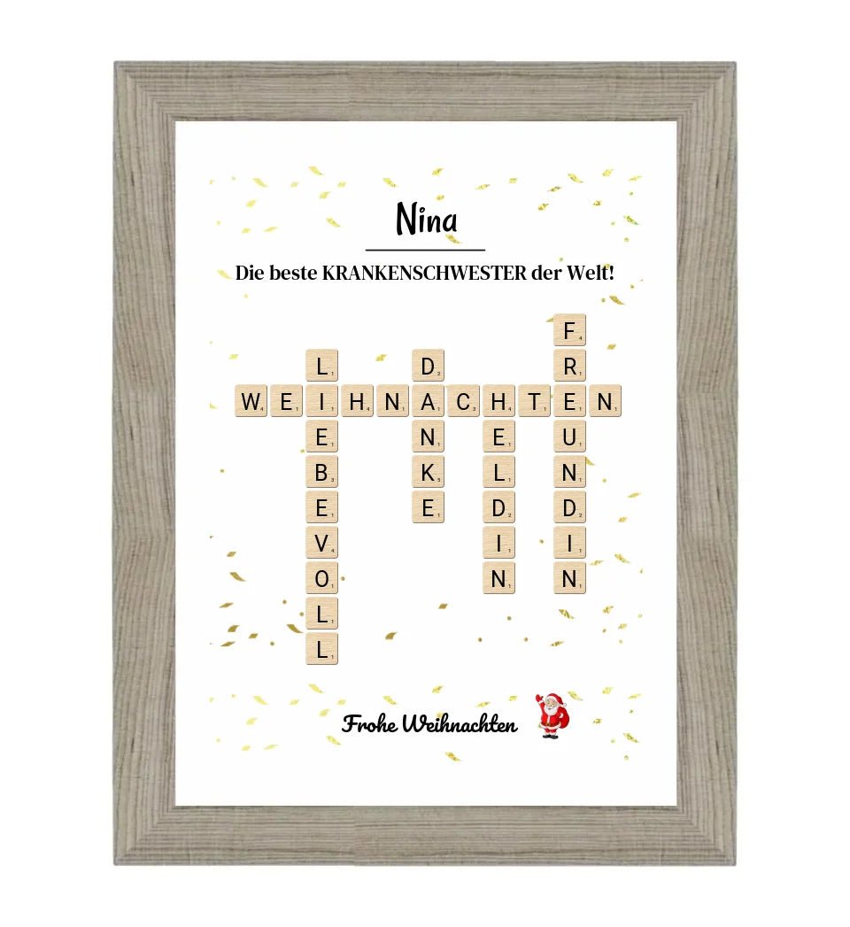 Krankenschwester Weihnachtsgeschenk Poster Scrabble Design - Cantty