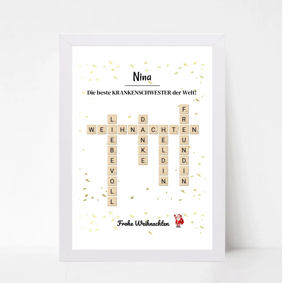 Krankenschwester Weihnachtsgeschenk Poster Scrabble Design - Cantty