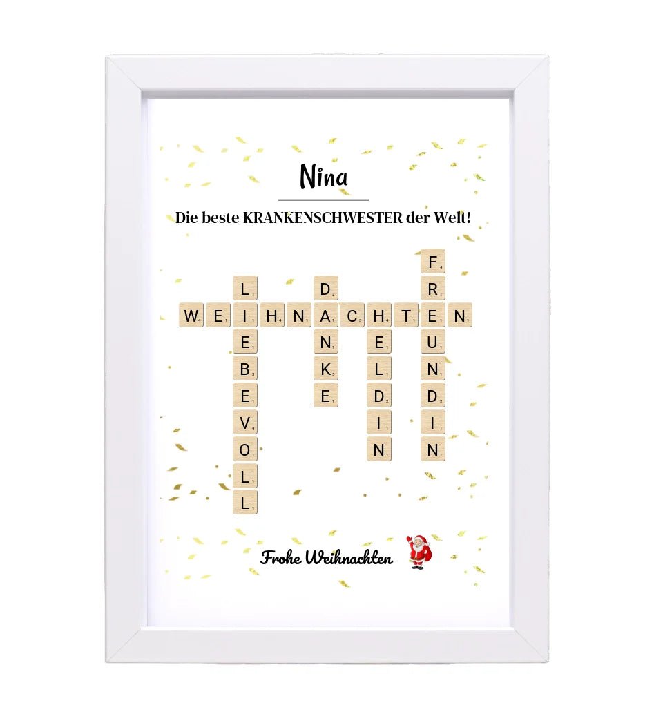 Krankenschwester Weihnachtsgeschenk Poster Scrabble Design - Cantty