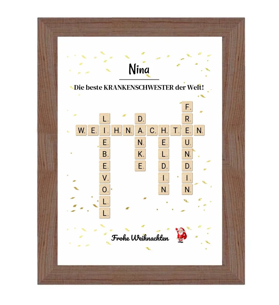 Krankenschwester Weihnachtsgeschenk Poster Scrabble Design - Cantty