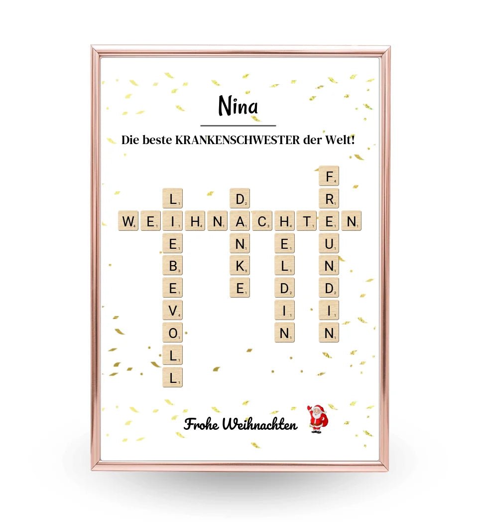 Krankenschwester Weihnachtsgeschenk Poster Scrabble Design - Cantty