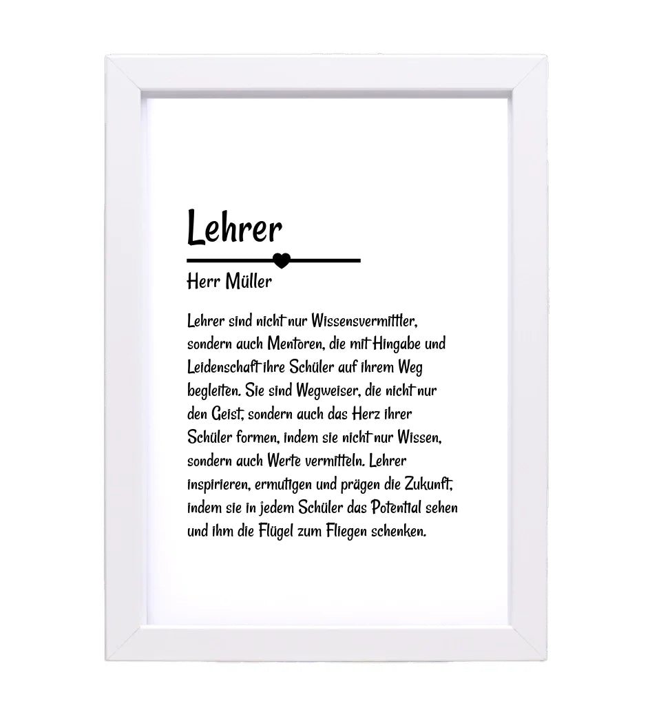 Lehrer Definition Poster Geschenk personalisiert - Cantty