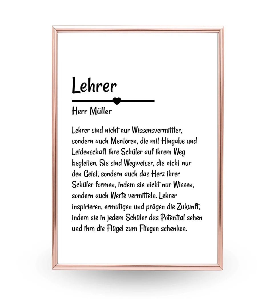 Lehrer Definition Poster Geschenk personalisiert - Cantty