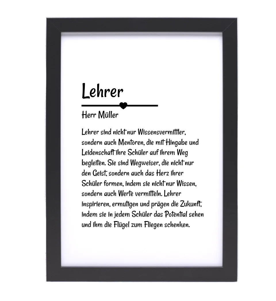 Lehrer Definition Poster Geschenk personalisiert - Cantty