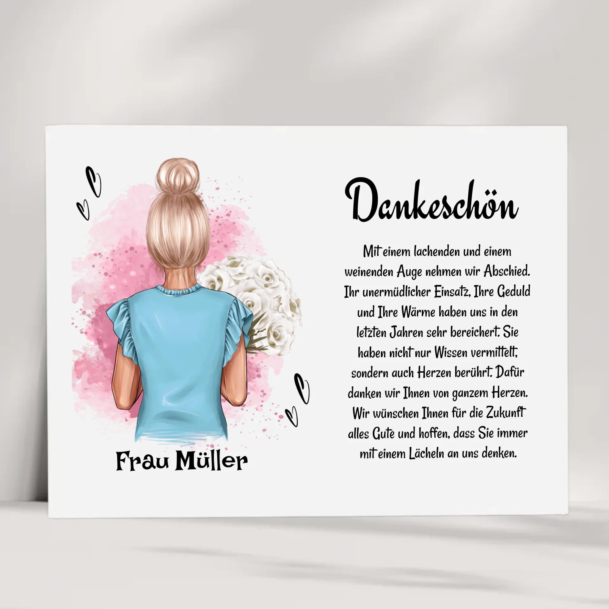 Lehrerin Danke Poster Bild Karte Geschenk zum Abschied personalisiert - Cantty