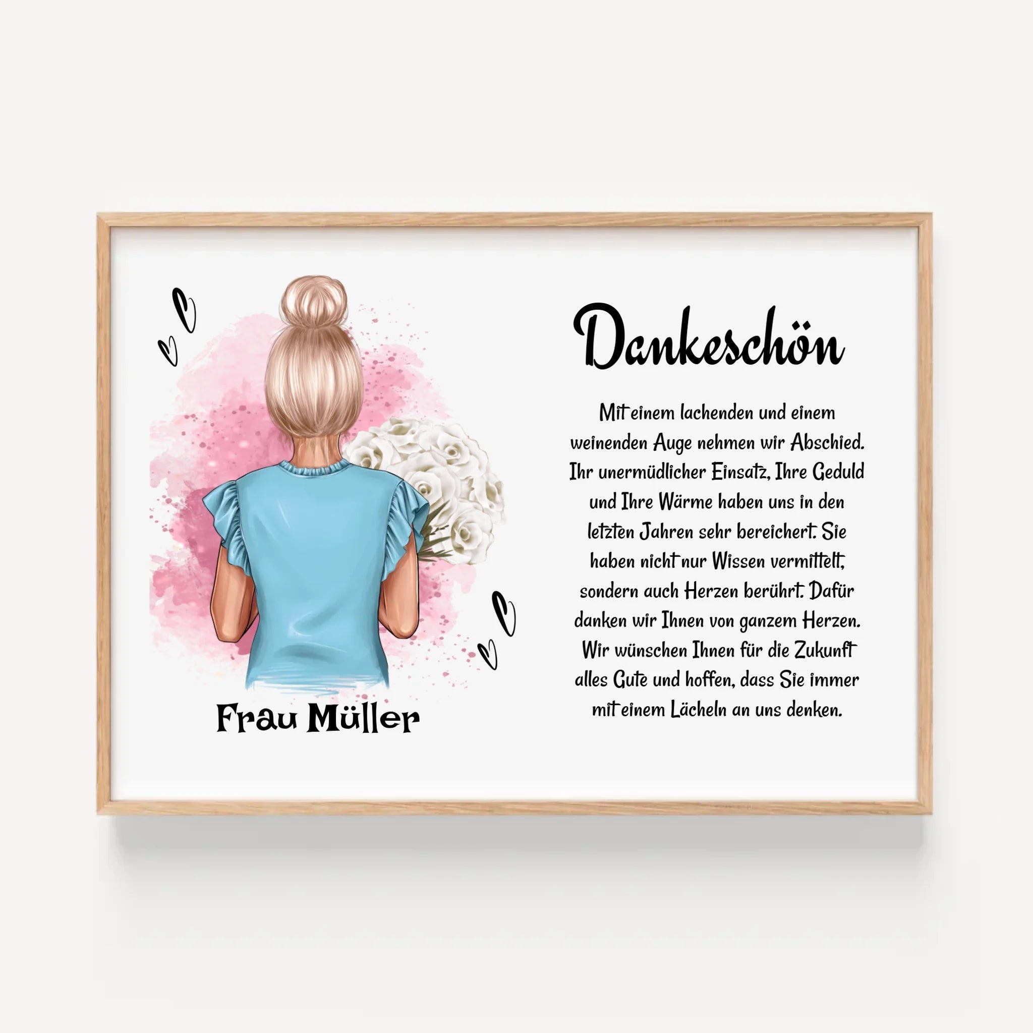 Lehrerin Danke Poster Bild Karte Geschenk zum Abschied personalisiert - Cantty