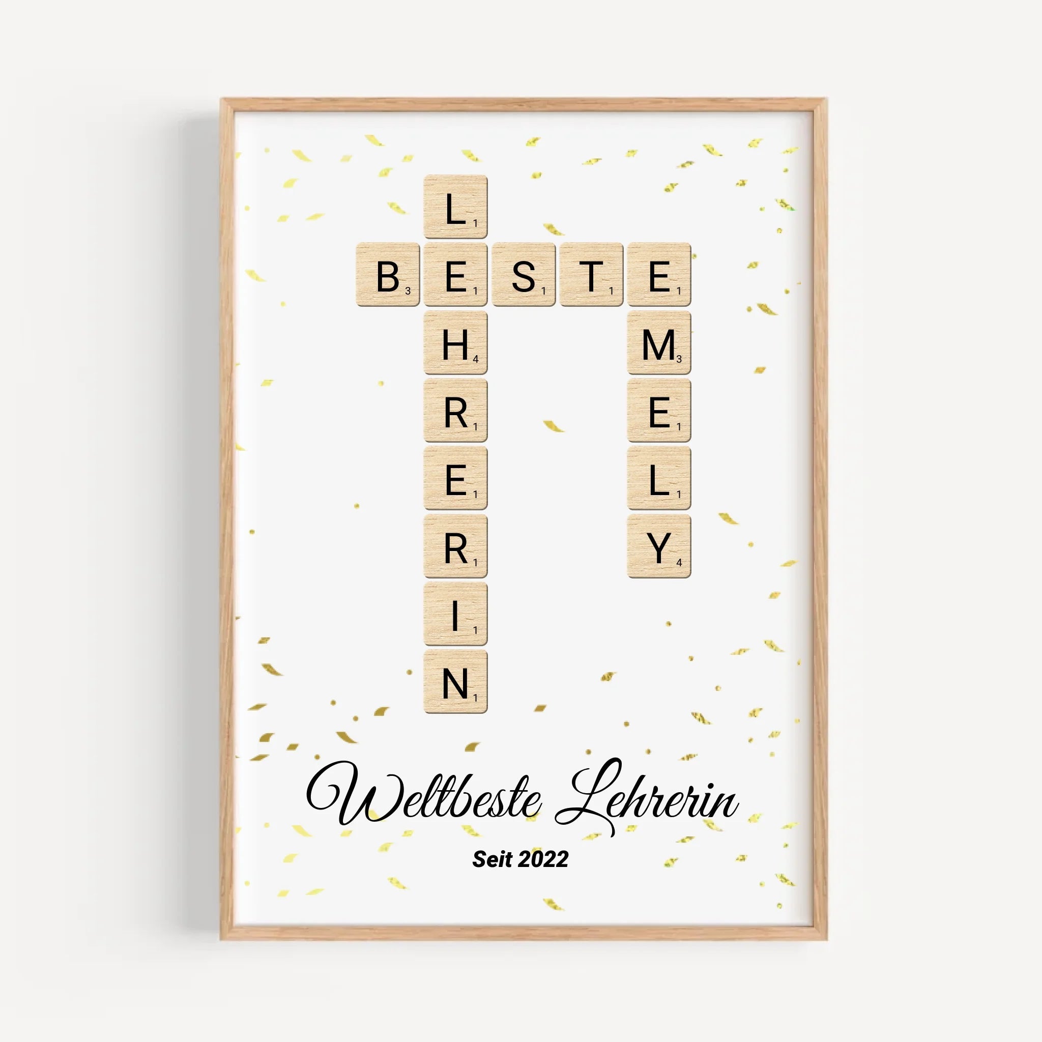 Lehrerin Weihnachtsgeschenk Scrabble Wort Poster personalisierbar - Cantty