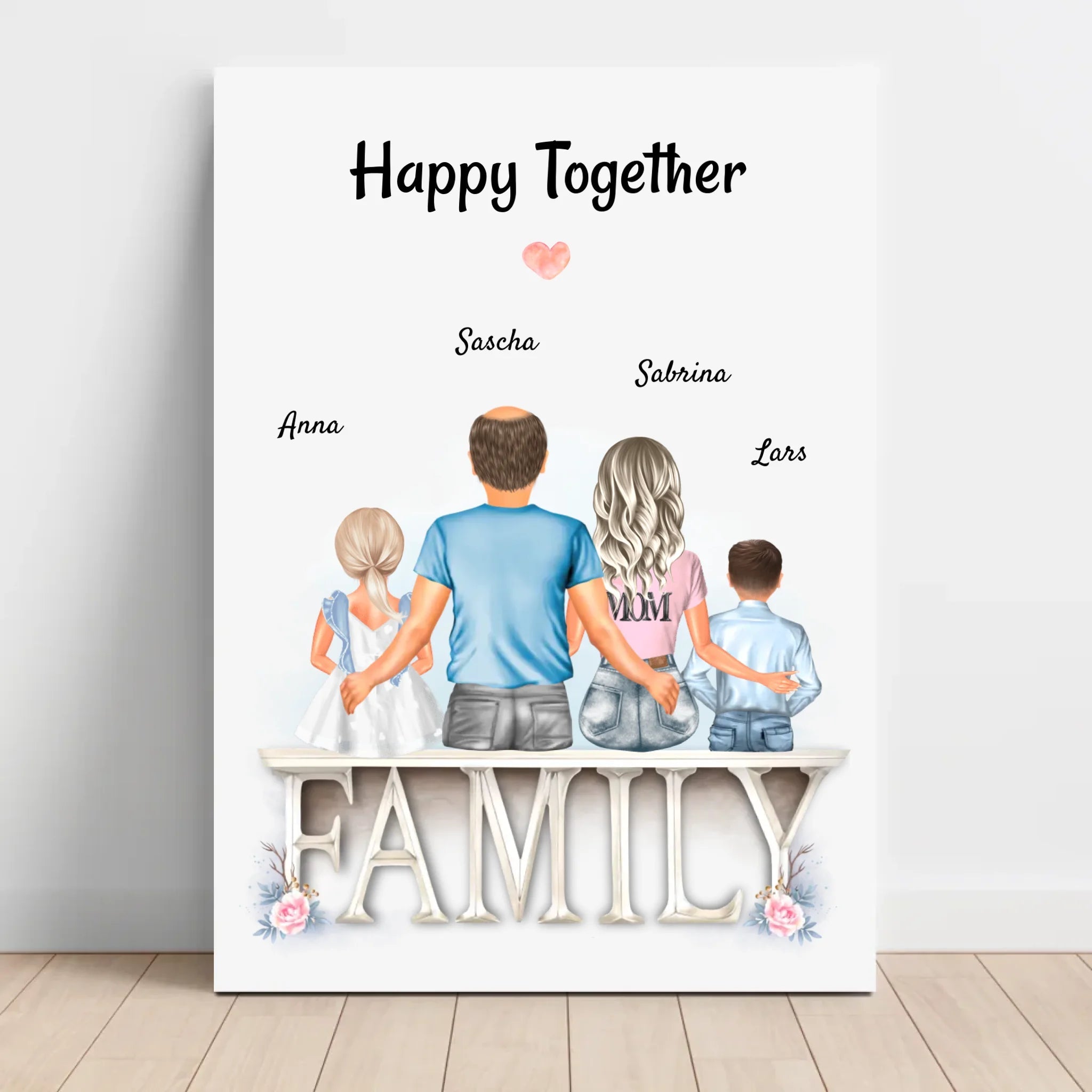 Leinwand Familie mit 1 - 2 Kindern Bild personalisiert - Cantty