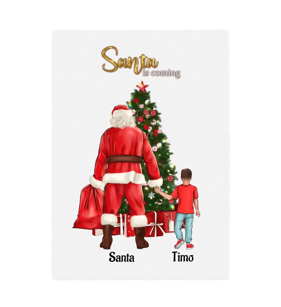 Leinwand kleiner Junge und Weihnachtsmann Bild Geschenk - Cantty