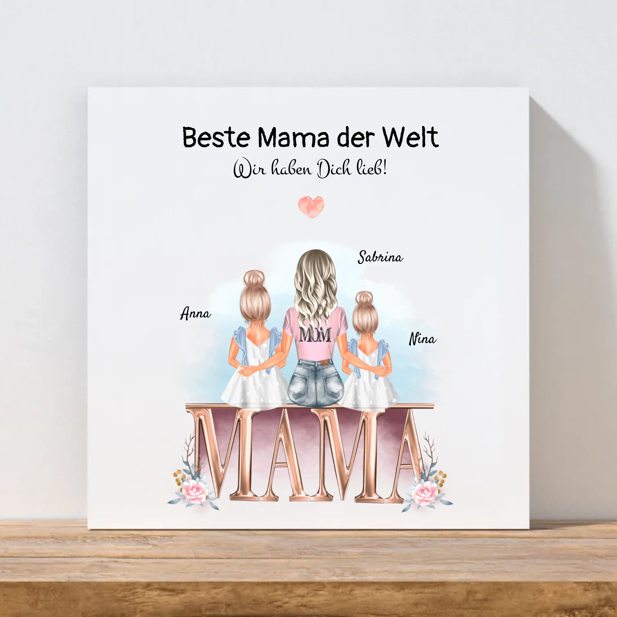 Leinwandbild Geschenk Mutter 2 kleine Töchter - Cantty