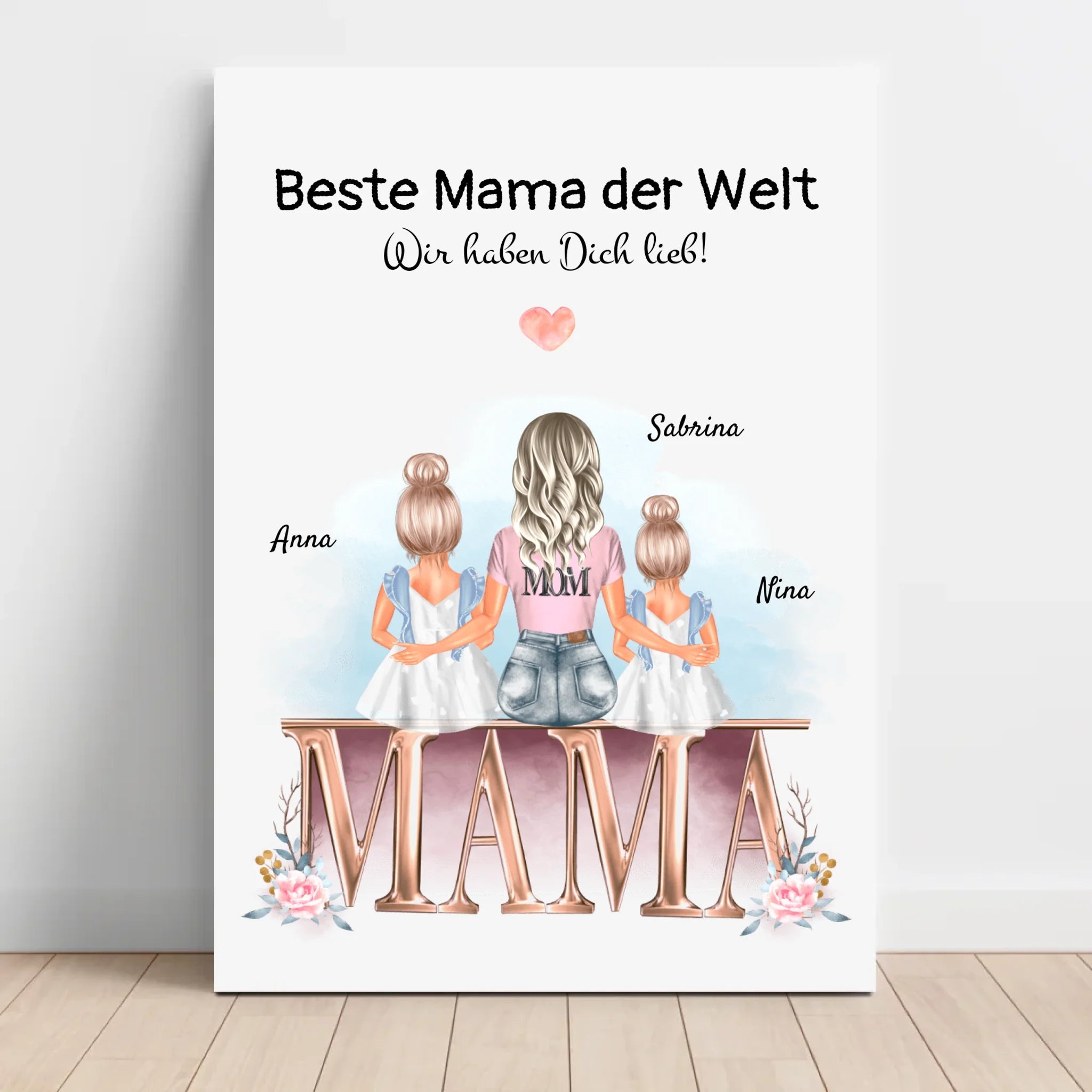 Leinwandbild Geschenk Mutter 2 kleine Töchter - Cantty