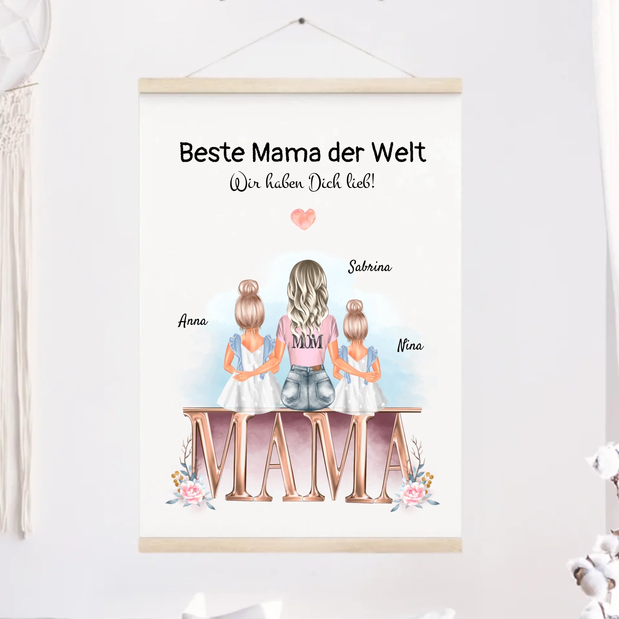 Leinwandbild Mutter und 2 kleine Töchter Geschenk - Cantty