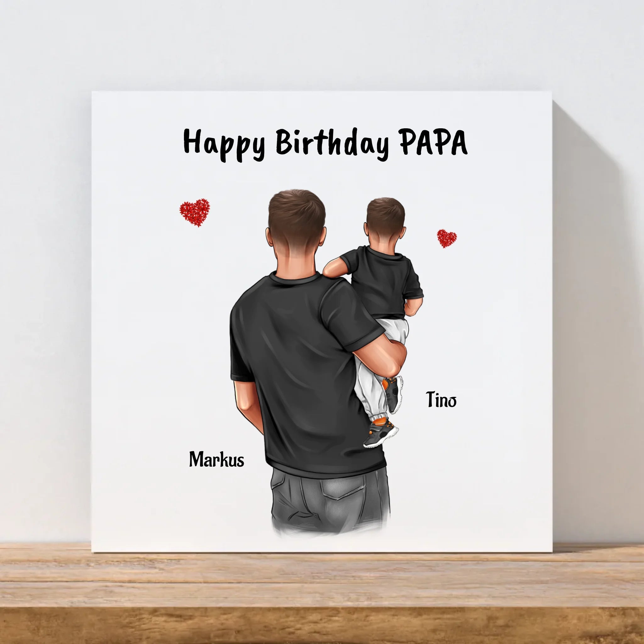 Leinwandbild Vater und kleiner Sohn Geburtstag Geschenk personalisiert - Cantty