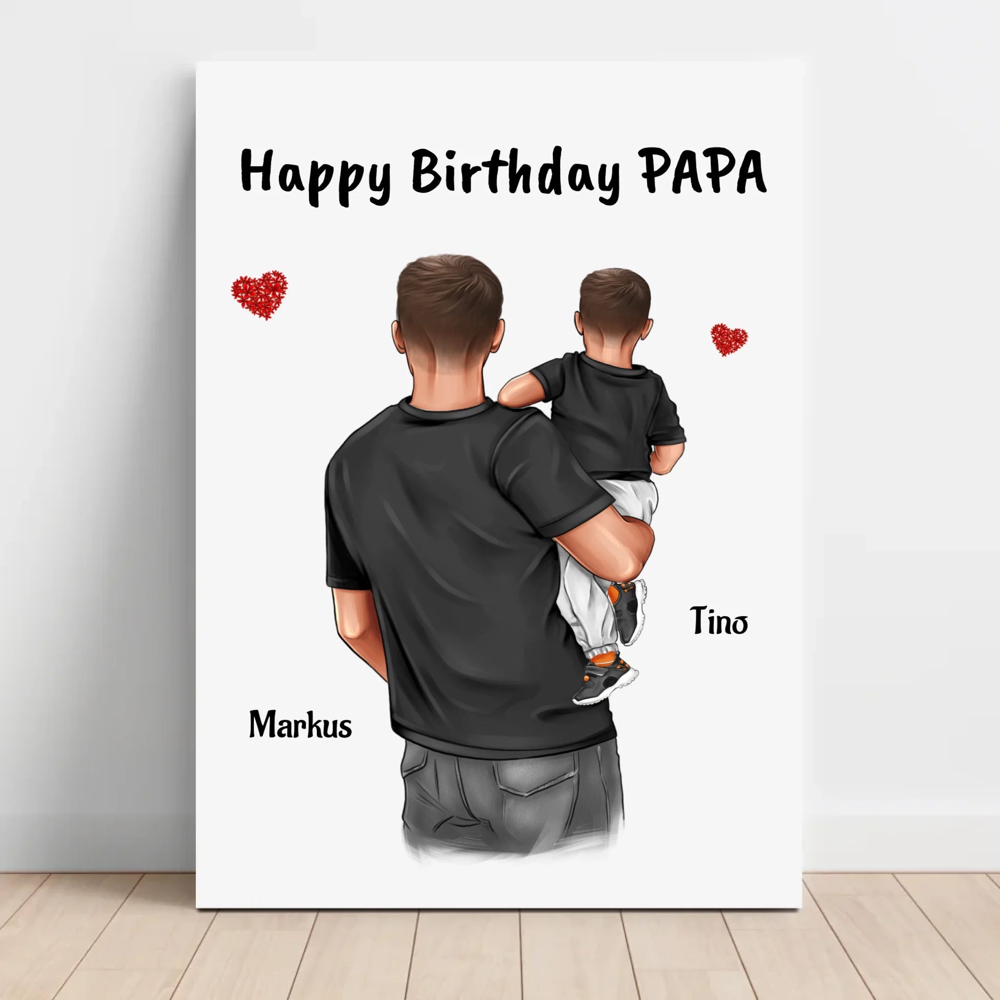 Leinwandbild Vater und kleiner Sohn Geburtstag Geschenk personalisiert - Cantty