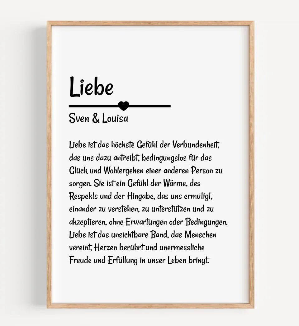 Liebe Definition Poster Geschenk personalisiert - Cantty