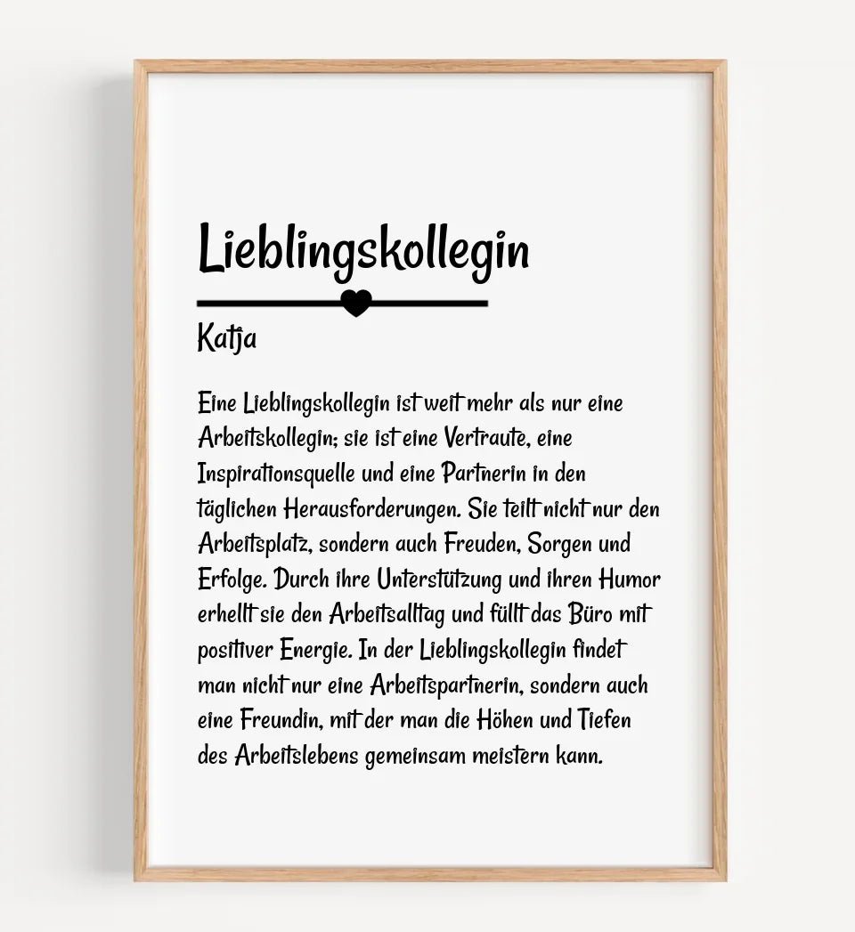 Lieblingskollegin Definition Poster personalisiert - Cantty