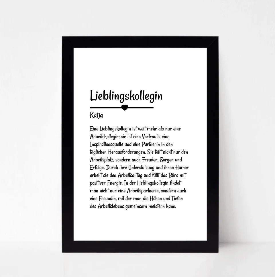 Lieblingskollegin Definition Poster personalisiert - Cantty