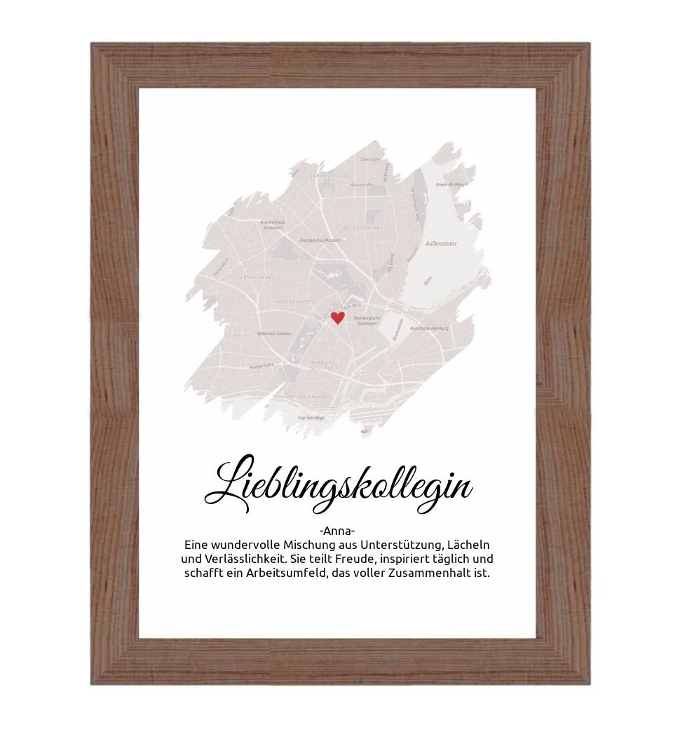 Lieblingskollegin Geschenk Stadtkarte Poster - Cantty