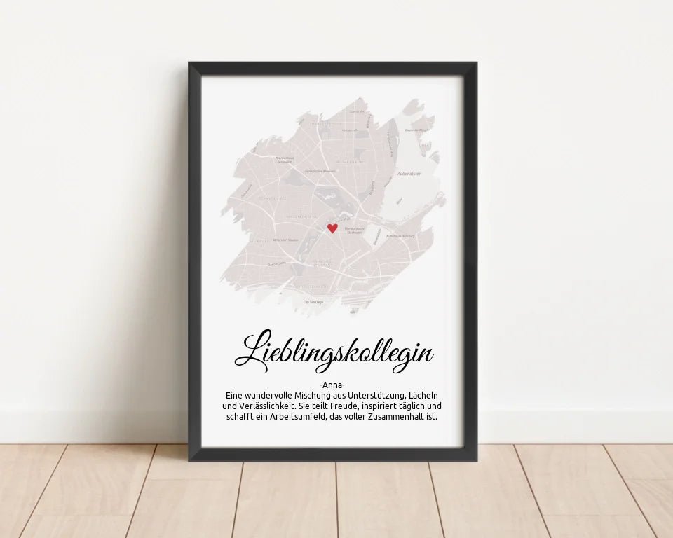 Lieblingskollegin Geschenk Stadtkarte Poster - Cantty