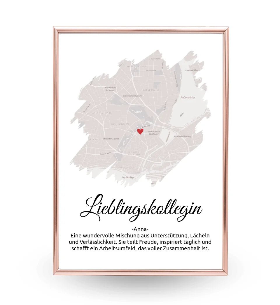 Lieblingskollegin Geschenk Stadtkarte Poster - Cantty