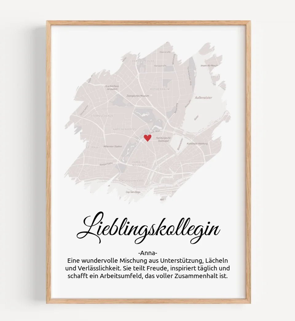 Lieblingskollegin Geschenk Stadtkarte Poster - Cantty