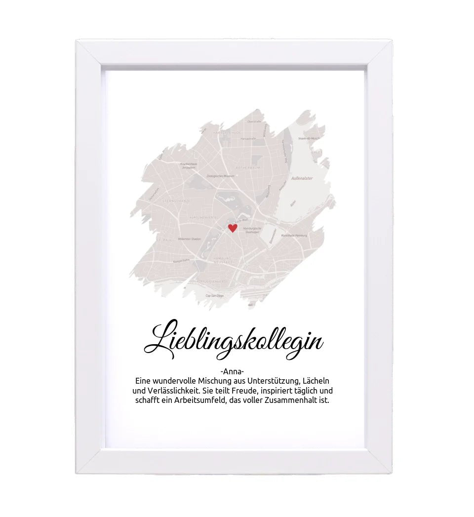 Lieblingskollegin Geschenk Stadtkarte Poster - Cantty