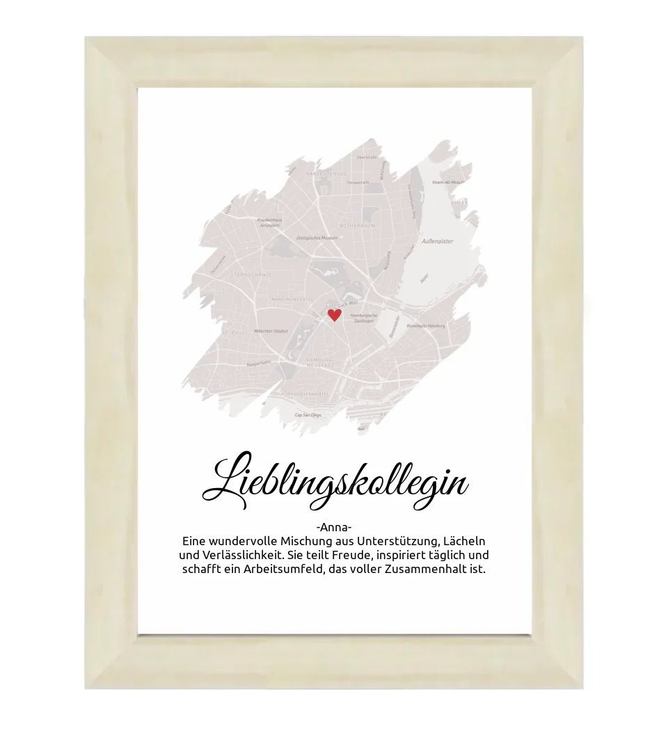 Lieblingskollegin Geschenk Stadtkarte Poster - Cantty