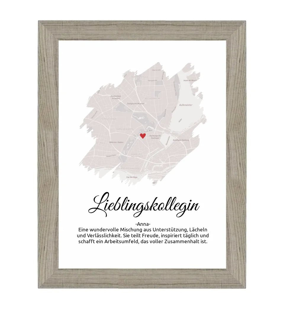 Lieblingskollegin Geschenk Stadtkarte Poster - Cantty