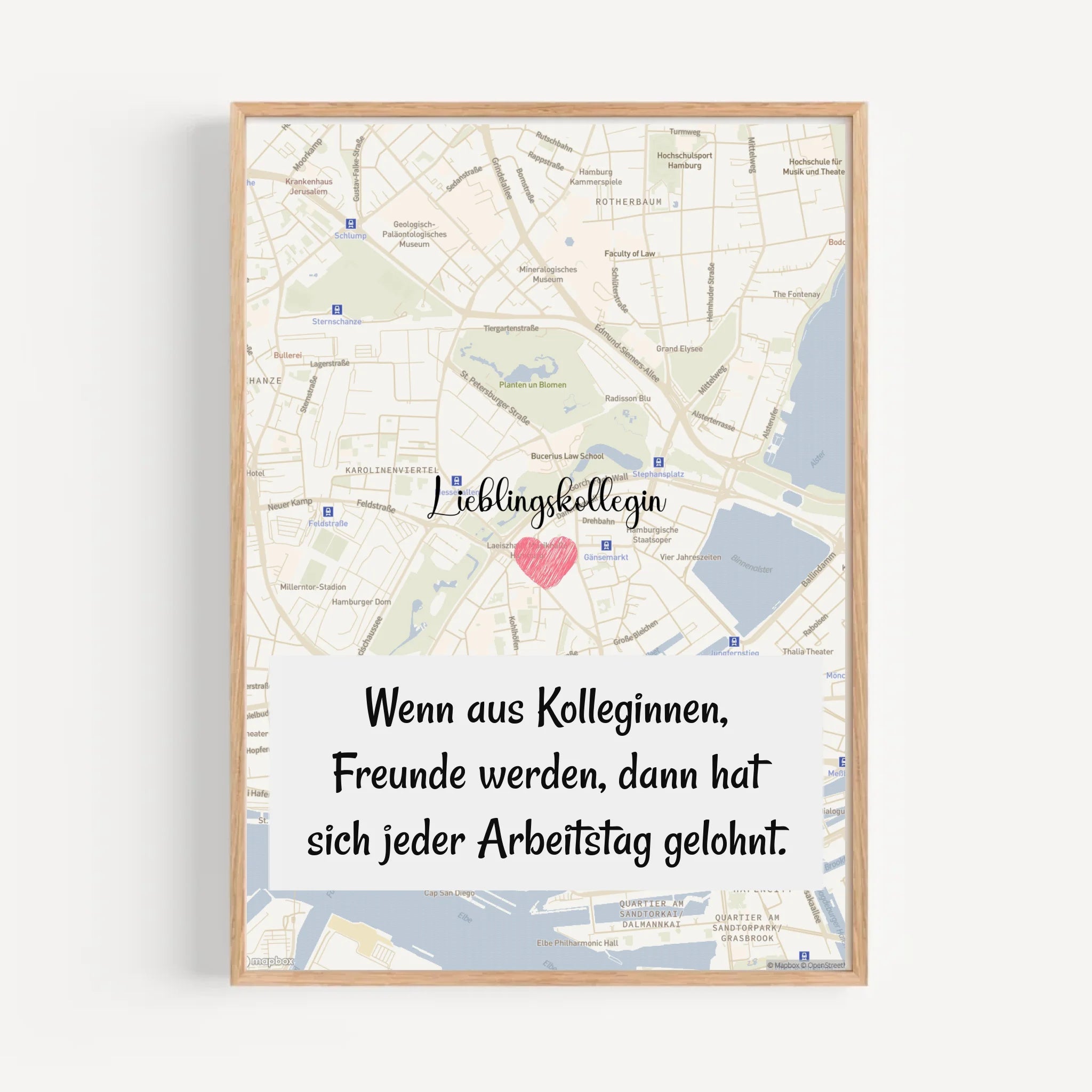 Lieblingskollegin Stadtkarte Poster personalisiert zum Geburtstag oder Abschied - Cantty