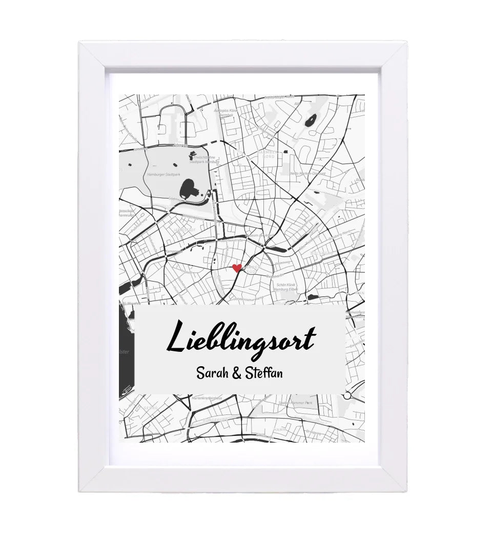 Lieblingsort Stadtkarte Koordinaten Poster Geschenk personalisiert - Cantty