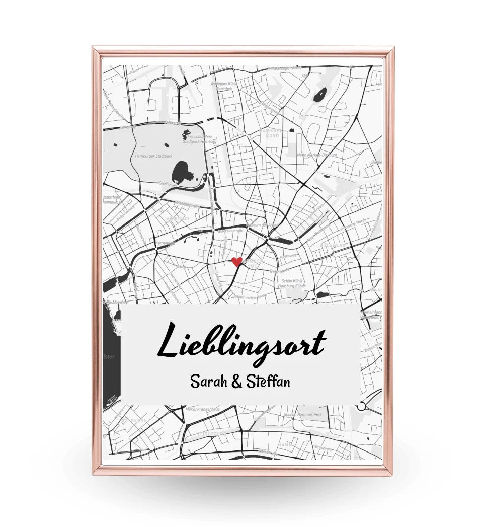 Lieblingsort Stadtkarte Koordinaten Poster Geschenk personalisiert - Cantty