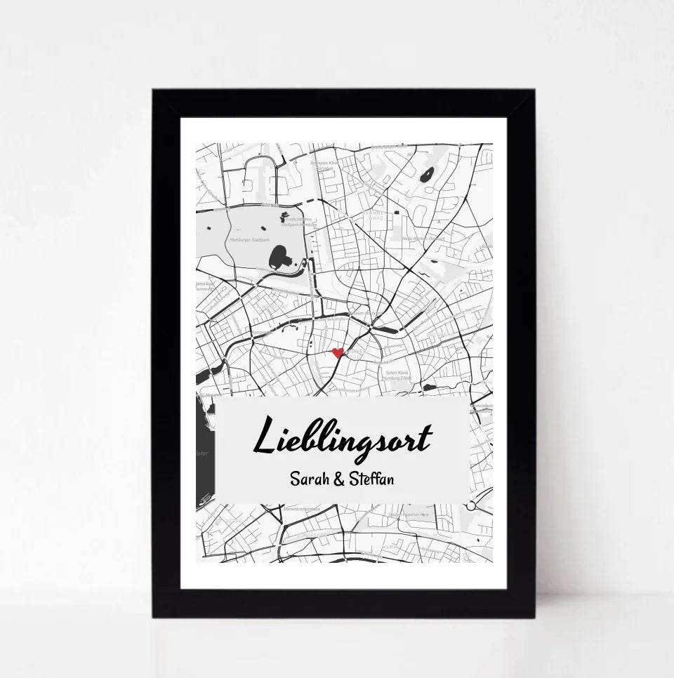 Lieblingsort Stadtkarte Koordinaten Poster Geschenk personalisiert - Cantty