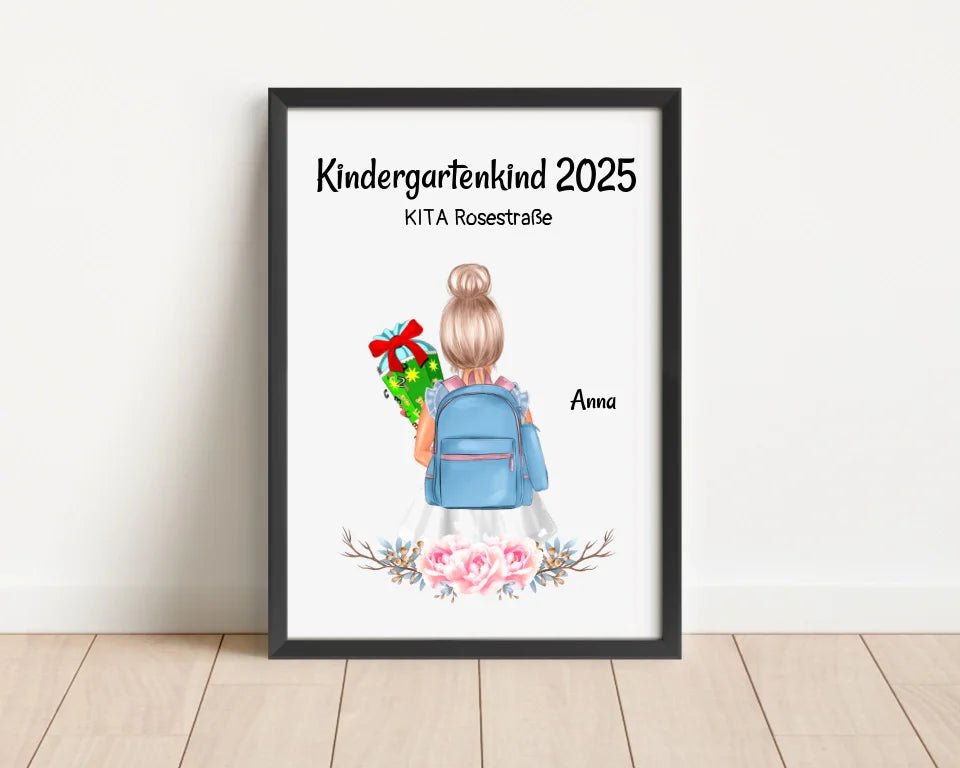 Mädchen Kindergarten Schule Anfang Bild Geschenk - Cantty