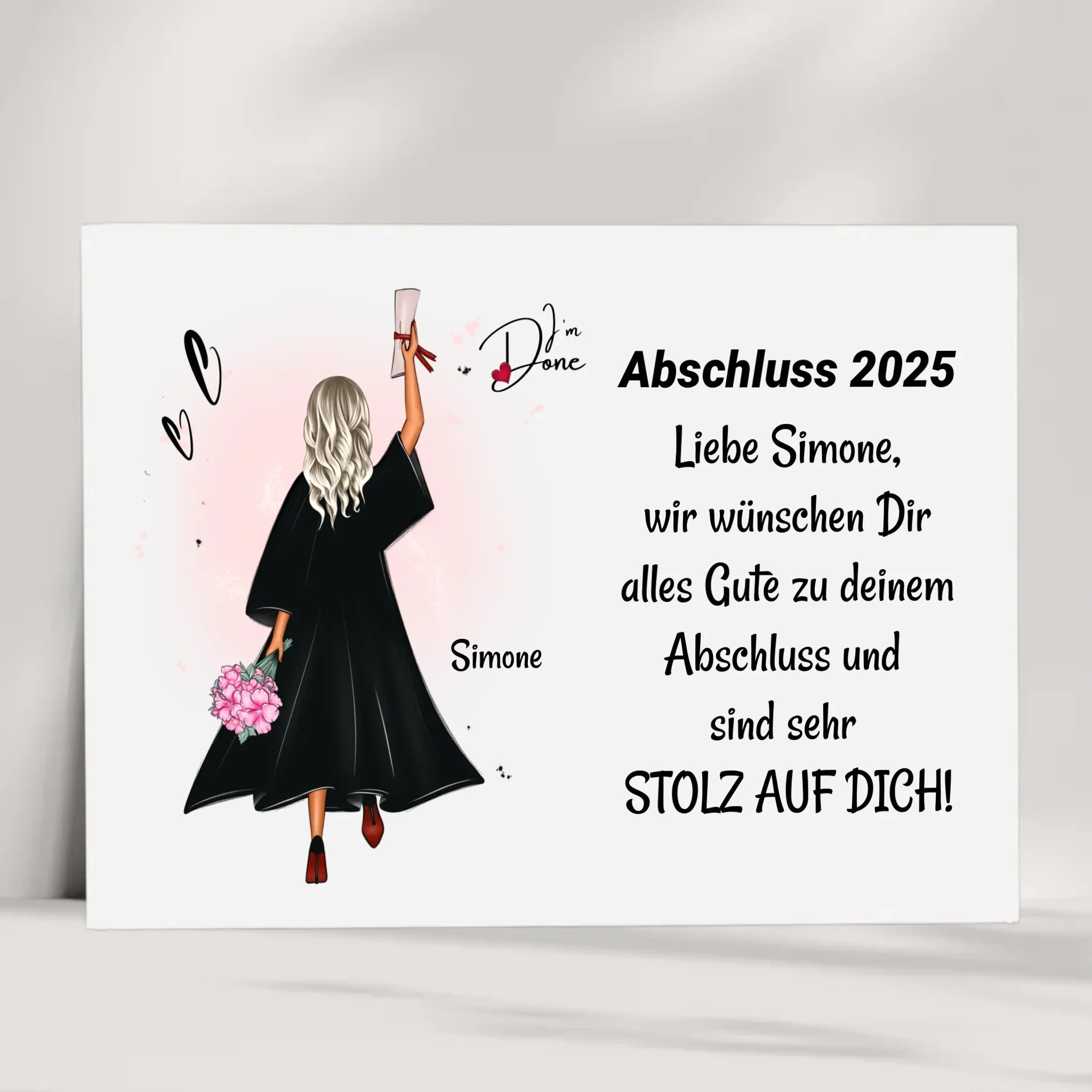 Mädchen Poster Abschlussgeschenk zum Abitur Bachelor Master oder Ausbildung - Cantty