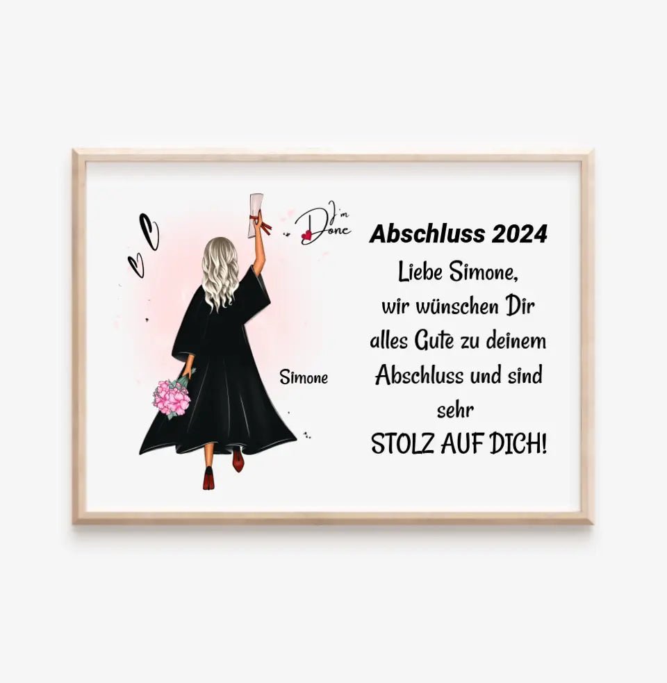 Mädchen Poster Abschlussgeschenk zum Abitur Bachelor Master oder Ausbildung - Cantty