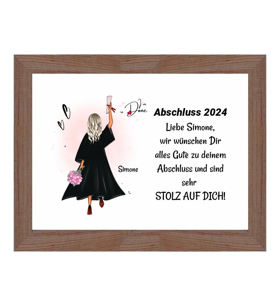 Mädchen Poster Abschlussgeschenk zum Abitur Bachelor Master oder Ausbildung - Cantty