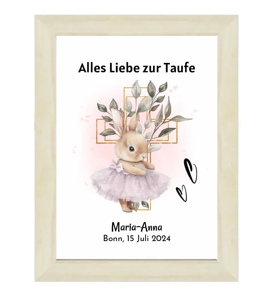 Mädchen Taufe Geschenk Bild / Poster / Karte personalisiert - Cantty