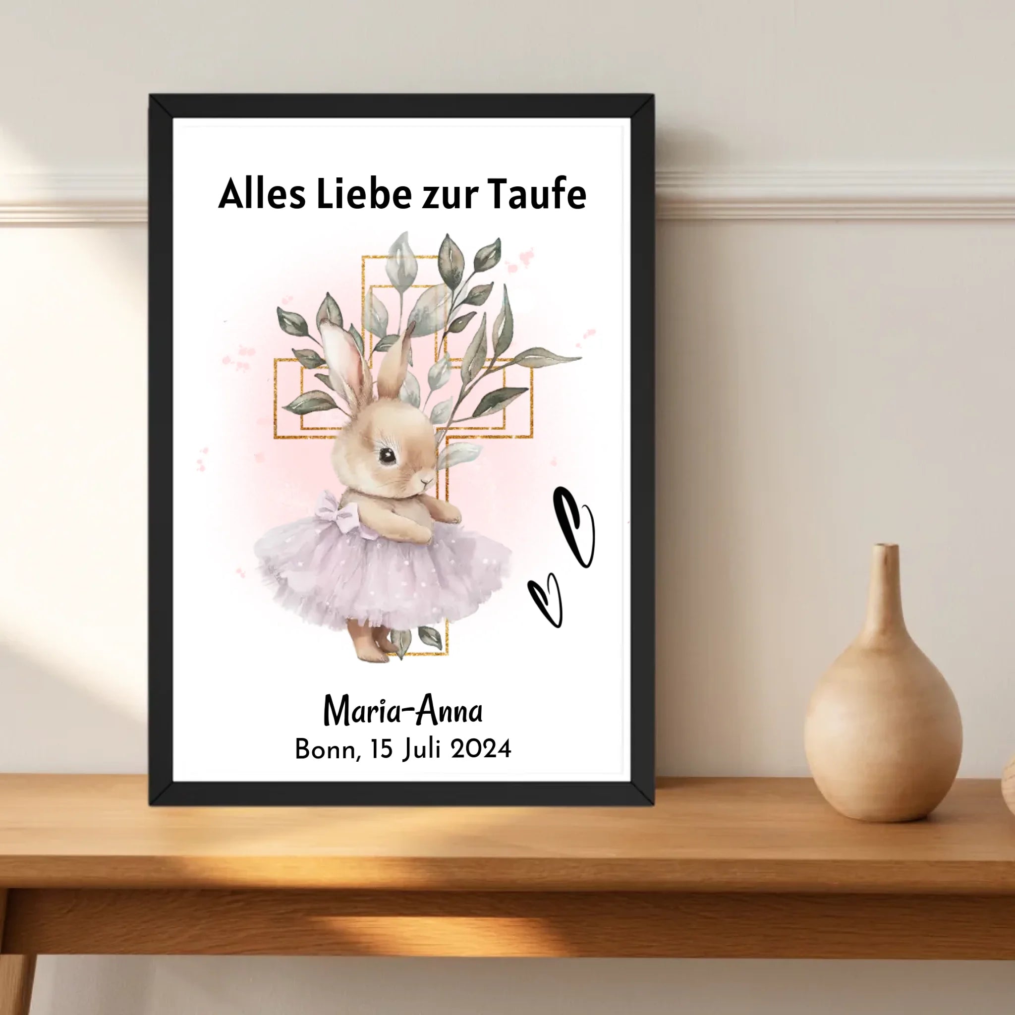 Mädchen Taufe Geschenk Bild / Poster / Karte personalisiert - Cantty