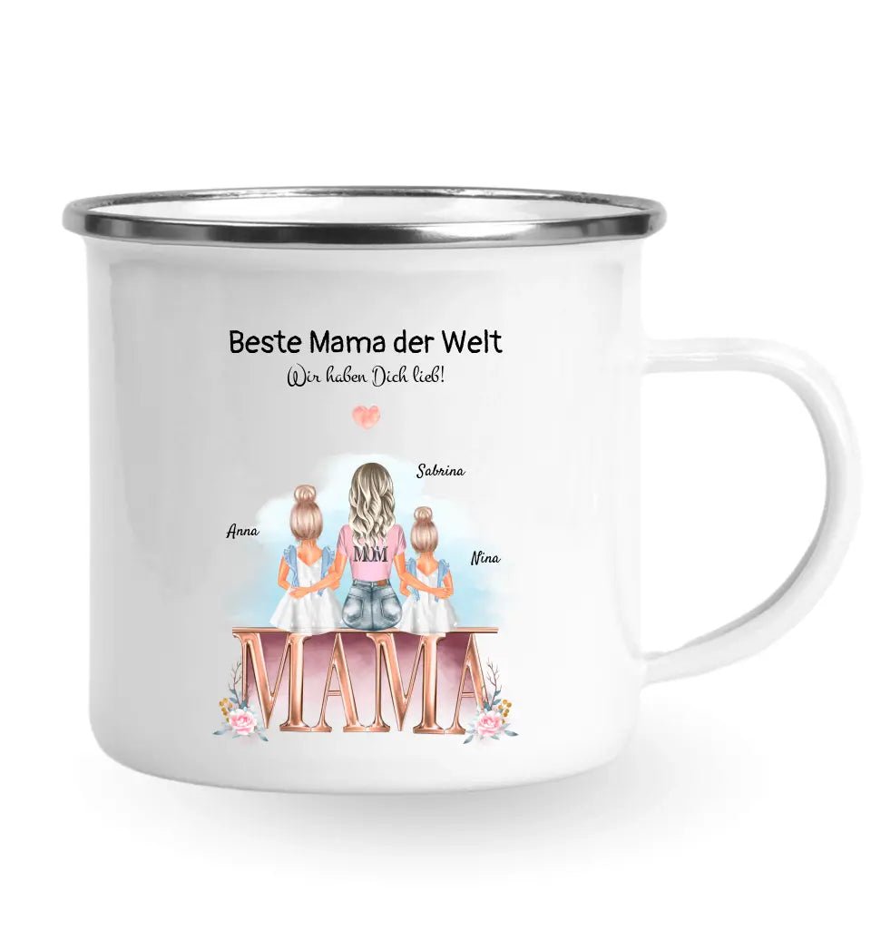 Mama 2 Töchter Tasse Geschenk mit Namen und Spruch - Cantty