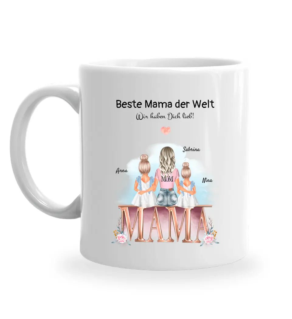 Mama 2 Töchter Tasse Geschenk mit Namen und Spruch - Cantty